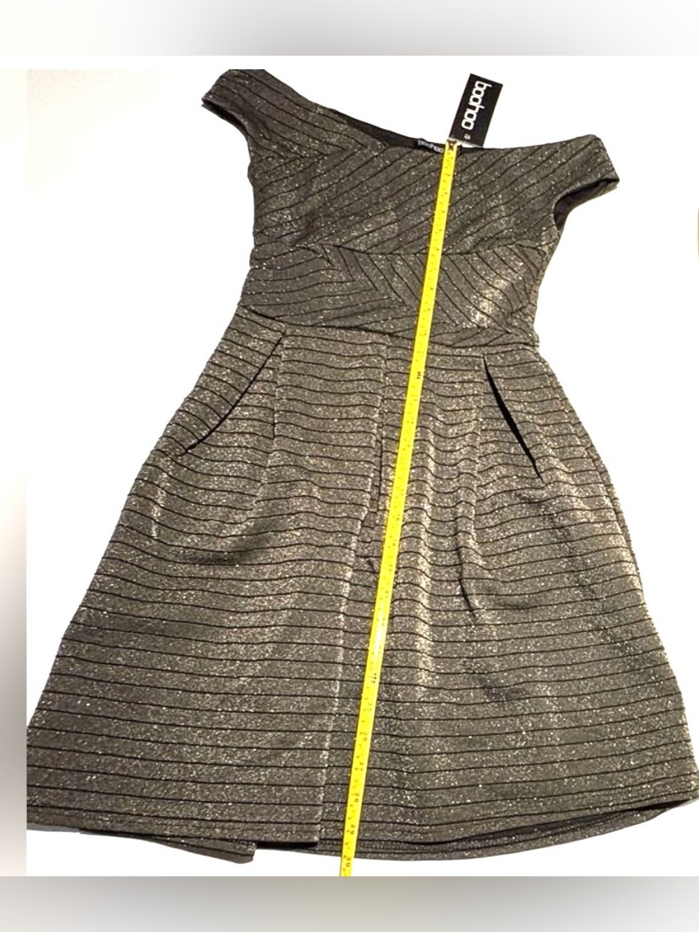 Boohoo Metallic Striped Mini Dress - Picture 4 of 7
